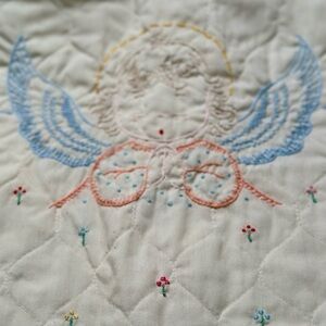 Embroidered Baby Quilt with Now I Lay Me Down To Sleep Prayer